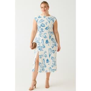 Reformation Frasier Floral Midi Dress 18 Blue White NWT